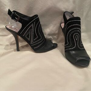 Vince Camuto Yolana Slingback Peep-Toe Suede Studded Heels